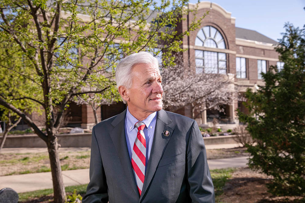 BACK ON CAMPUS: John Beuerlein, a 1975 graduate of Drury University, is the interim president of the school, after Tim Cloyd resigned in March.